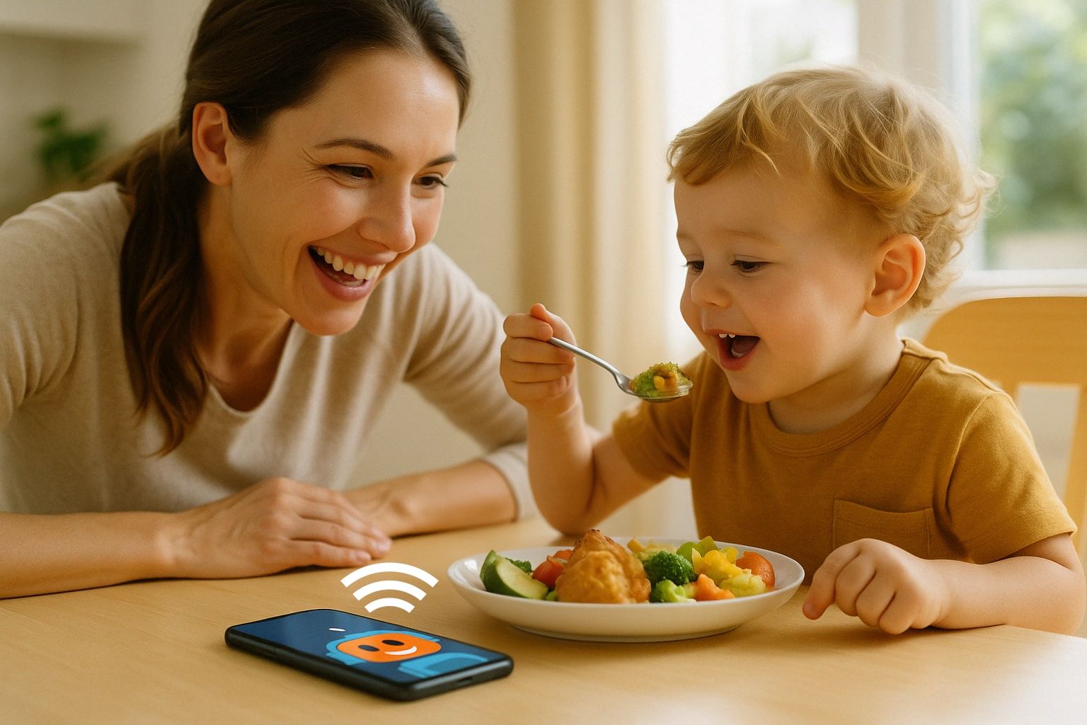 Mother and child learning together with KidKonvo app